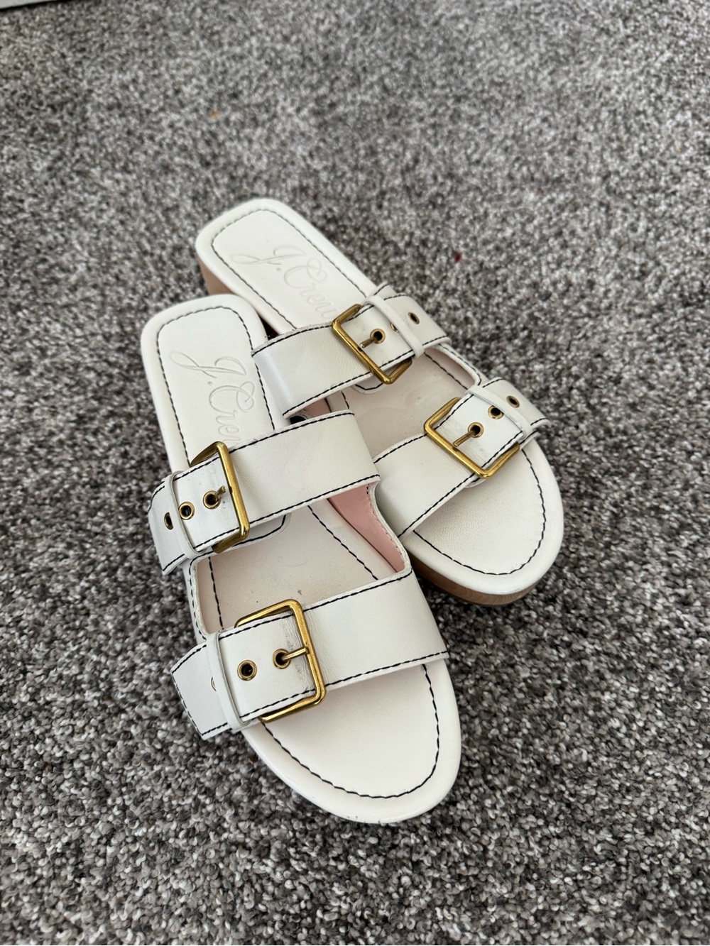 J.Crew Leather Double-Buckle Slide Sandals